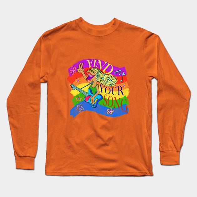 Janis says Find your song! Long Sleeve T-Shirt by wolfmanjaq